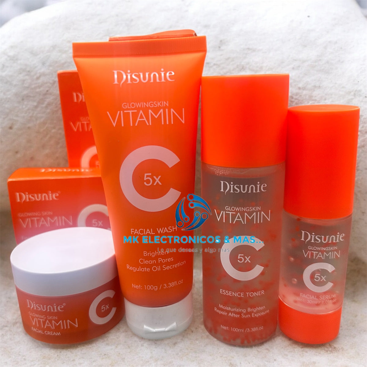 Kit Rutina Facial Disunie Vitamina C 5x | 4 Pasos Piel Radiante. Facial Wash + Tónico + Serum + Crema