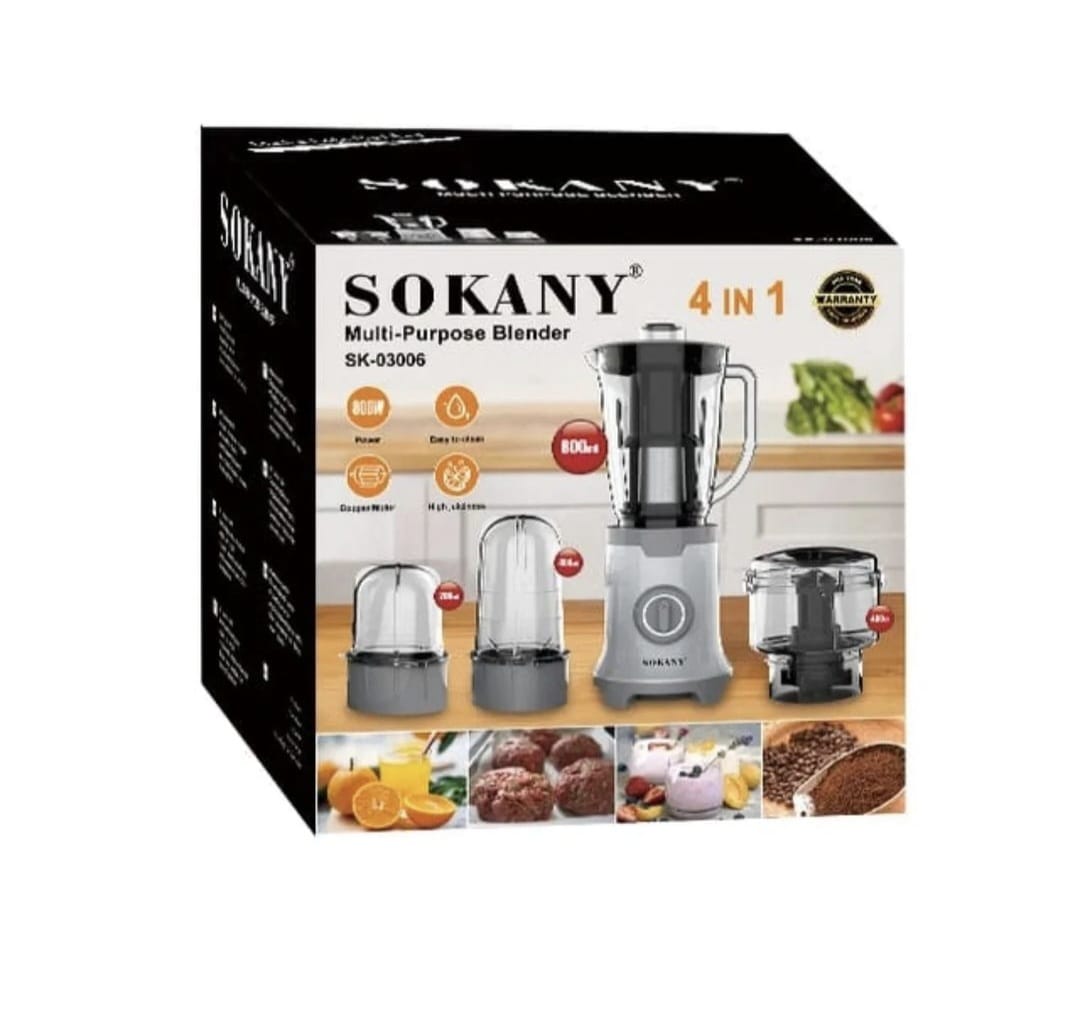 Licuadora Multifuncional 4 en 1 Sokany SK-03006