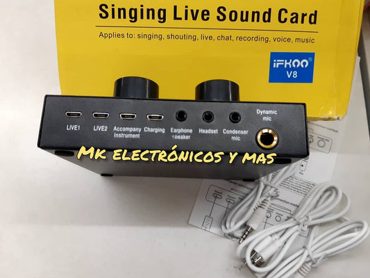 Tarjeta de sonido V8 Bluetooh para transmision/grabaciones en vivo (Facebook live, Instagram Live, YouTube, TikTok y demas)