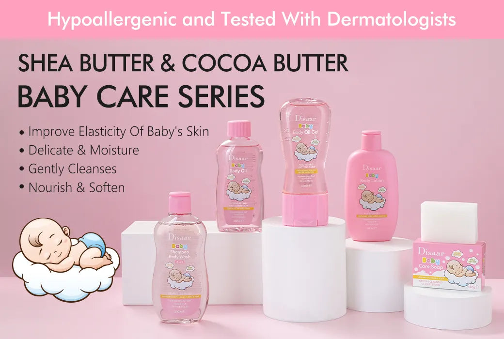 Kit Disaar Baby 5 productos: Shampoo, Body Oil, Body Oil Gel, Loción y Jabón para bebé